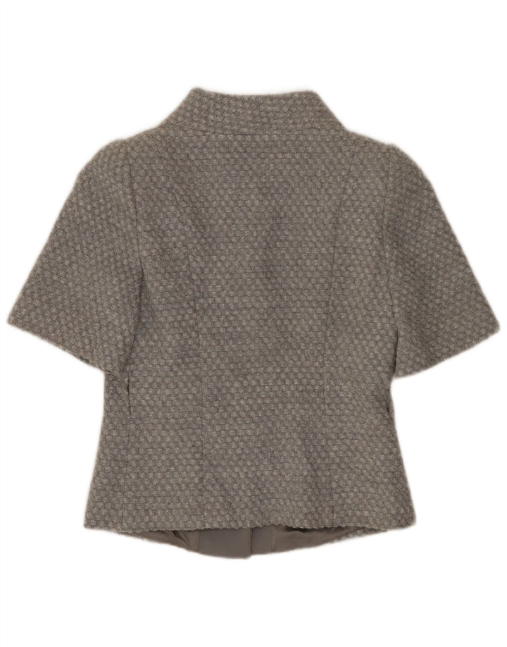 BENETTON Chaqueta tipo blazer corta de manga corta con 4 botones para mujer IT 38 XS Gris