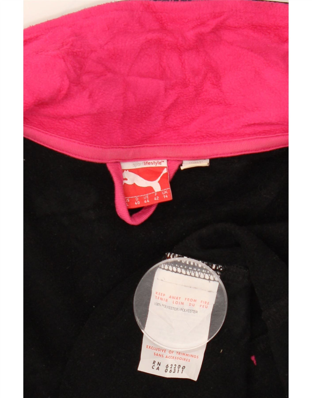 PUMA Chaqueta de chándal para mujer UK 14 Mediana Poliéster negro