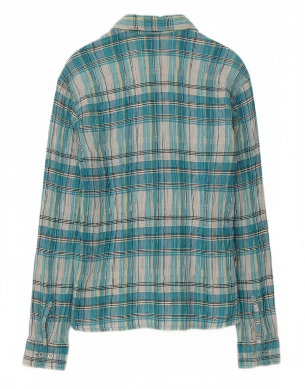 Marlboro Classics Camisa Mujer UK 40 XL Algodón A Cuadros Azul