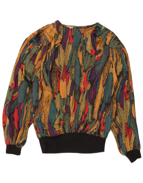 Vintage mujer patrón abstracto blusa Top Reino Unido 14 grande multicolor