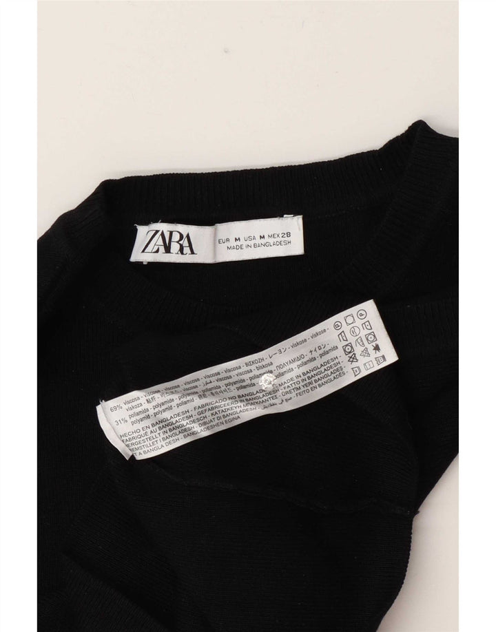 Zara Mujer Crop Vest Top UK 42 Medium Viscosa Negra