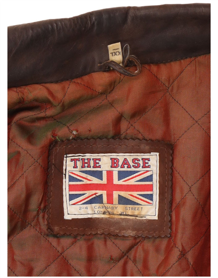 Chaqueta de cuero vintage para hombre Reino Unido 44 2XL Marrón