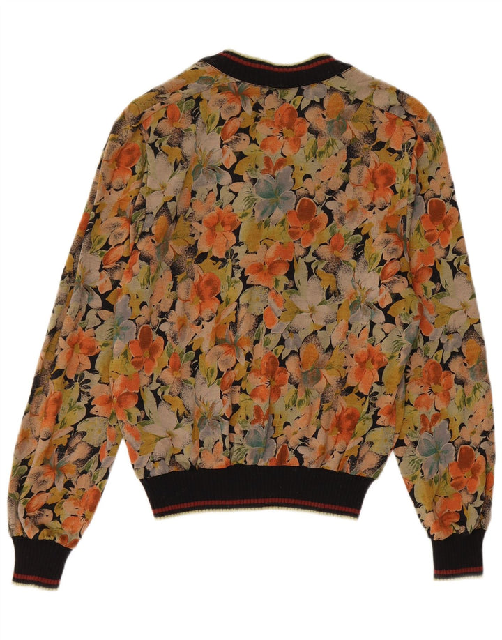 Vintage mujer jersey blusa top IT 44 medio multicolor floral