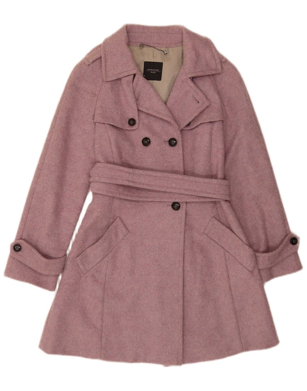 Max Mara Gabardina extragrande de fin de semana para mujer UK 6 XS Lana virgen rosa
