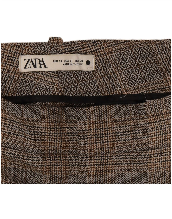 Zara Mujer Pantalones Cortos EU 40 Mediano W30 L28 Poliéster A Cuadros Gris