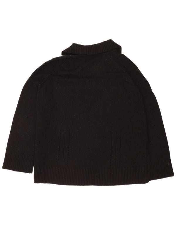 Cos Suéter tipo jersey con cuello tipo polo para mujer, talla 40, talla grande, lana negra