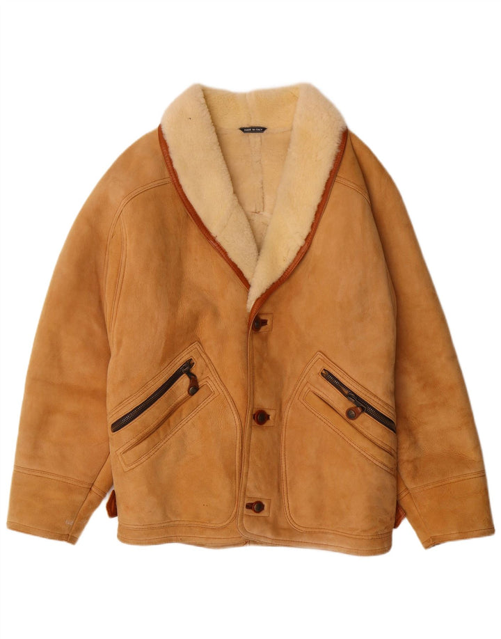 DIBI Chaqueta de piel de oveja Uomo para hombre IT 46 Small Beige Shearling Classic
