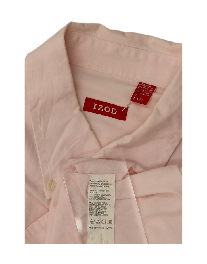 IZOD Mens Shirt Large Pink Cotton