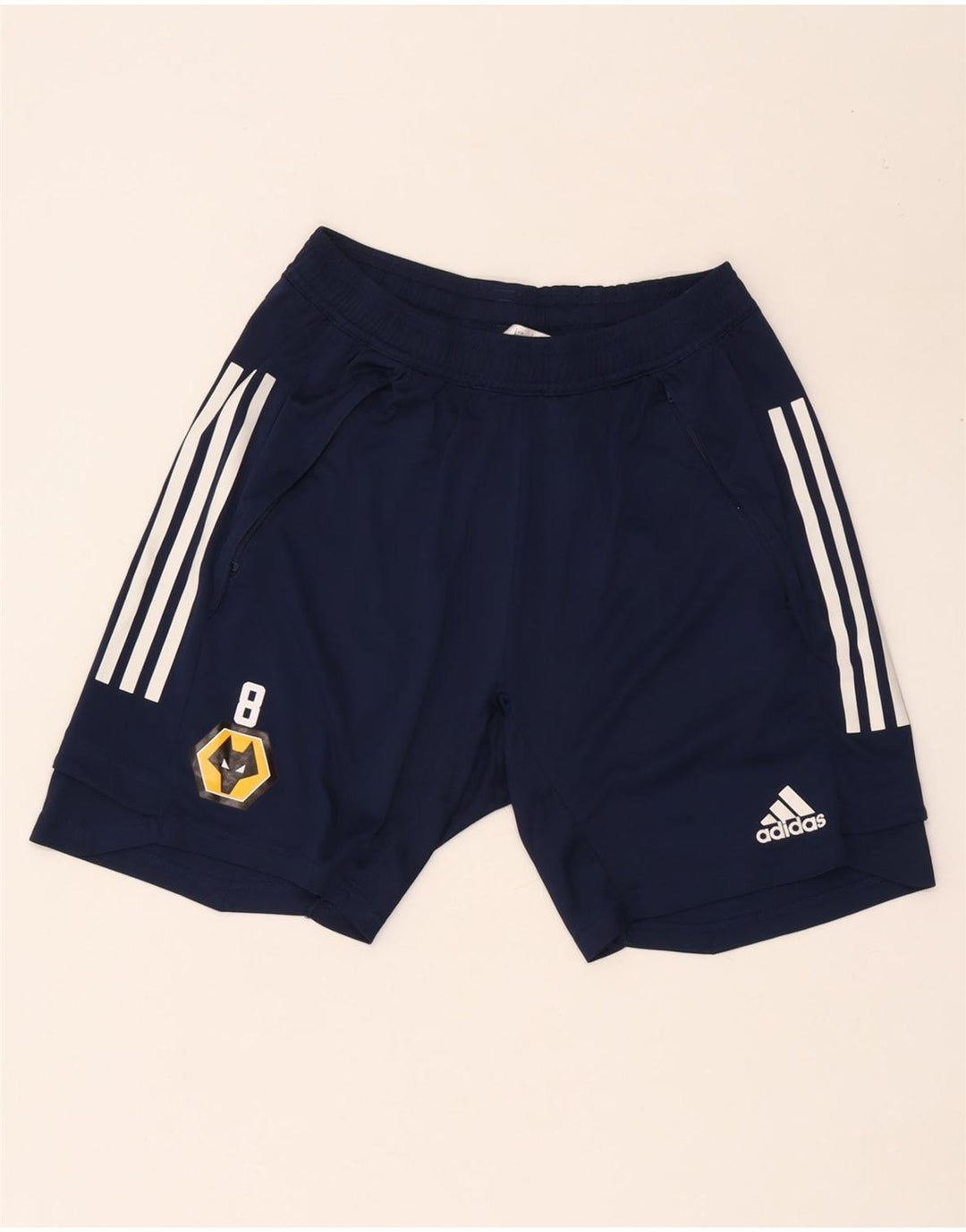 Adidas Mens Wolverhampton Wanderers Pantalones cortos deportivos medio azul marino poliéster