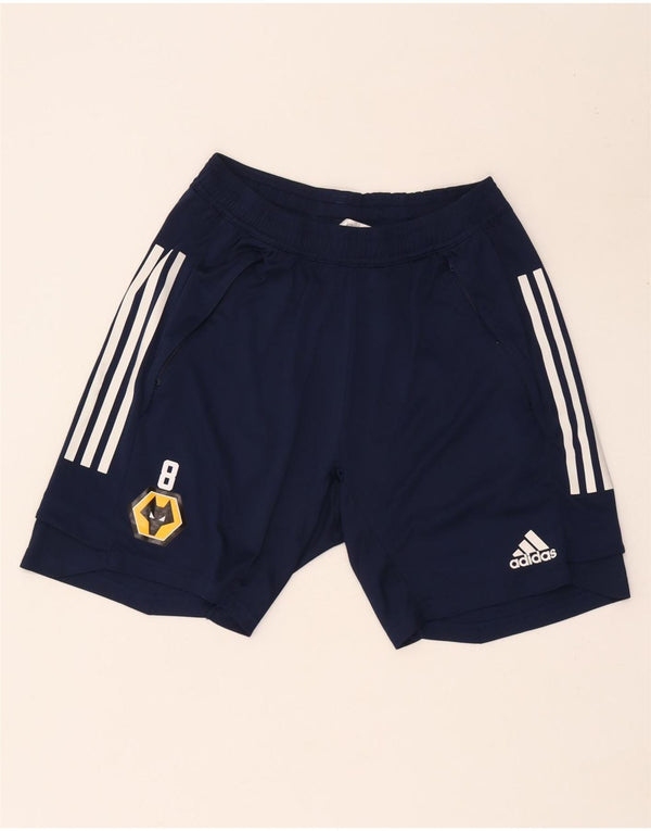 Adidas Mens Wolverhampton Wanderers Pantalones cortos deportivos medio azul marino poliéster