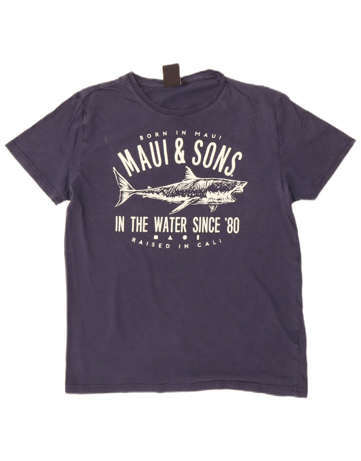 Maui and Sons - Camiseta gráfica para hombre, color azul marino mediano