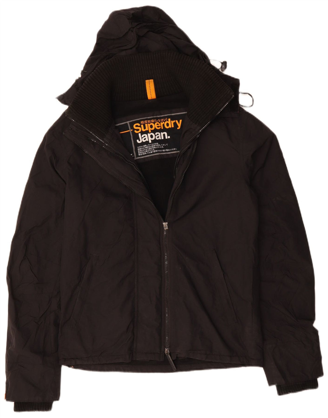SUPERDRY Chaqueta cortavientos con capucha para hombre UK 38 Medium Black Poliéster
