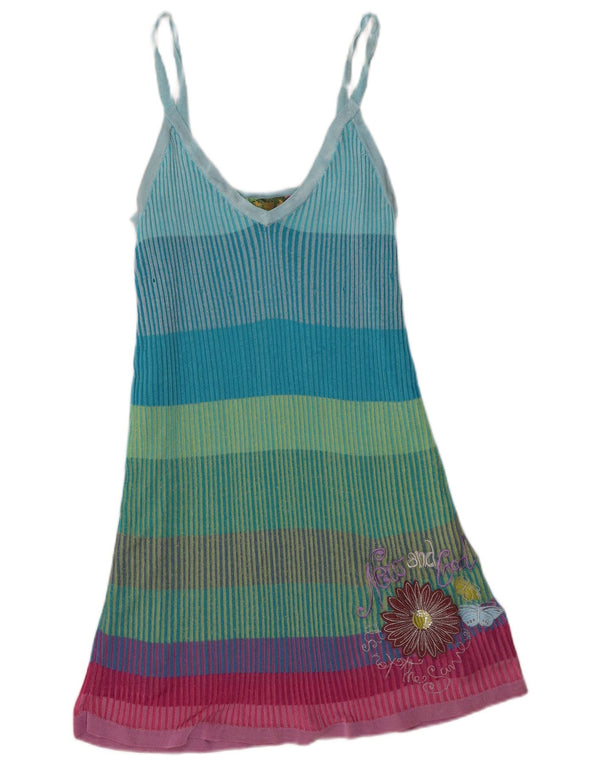 Desigual Vestido de verano para mujer UK 4 XS Rayas multicolores