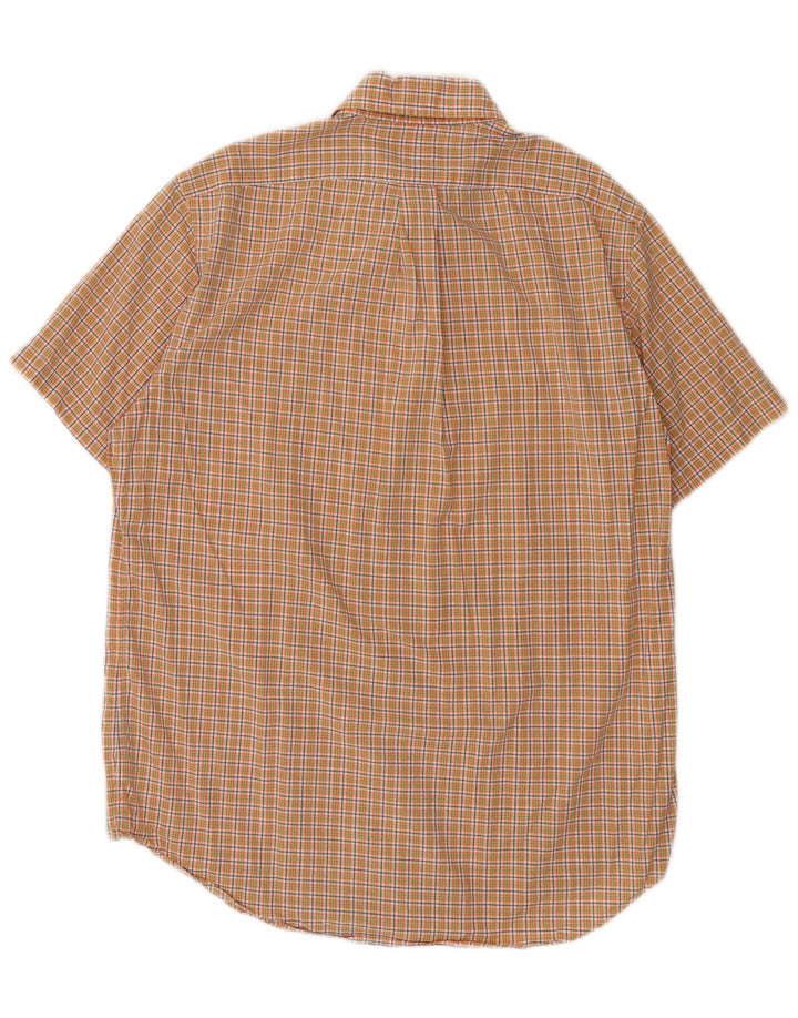 Ralph Lauren Camisa De Manga Corta Para Hombre Algodón A Cuadros Naranja Medio