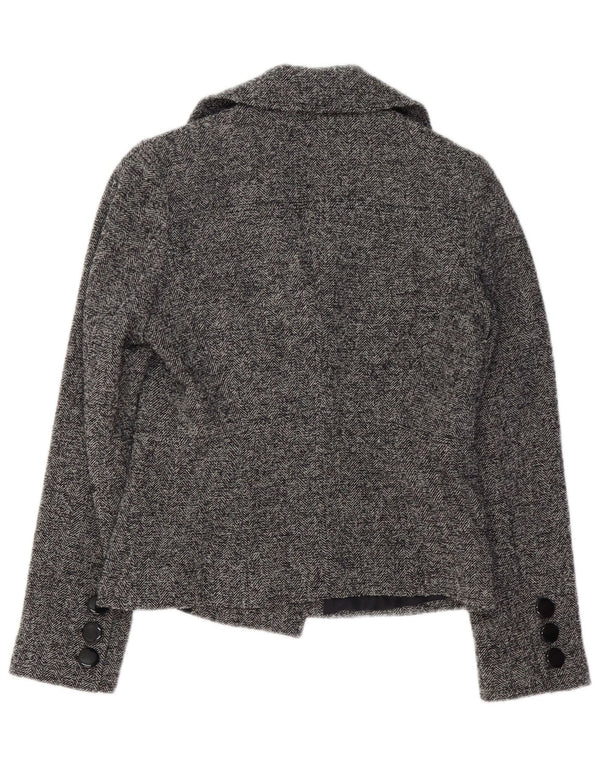 JAEGER Chaqueta cruzada para mujer UK 8 Small Grey Herringbone