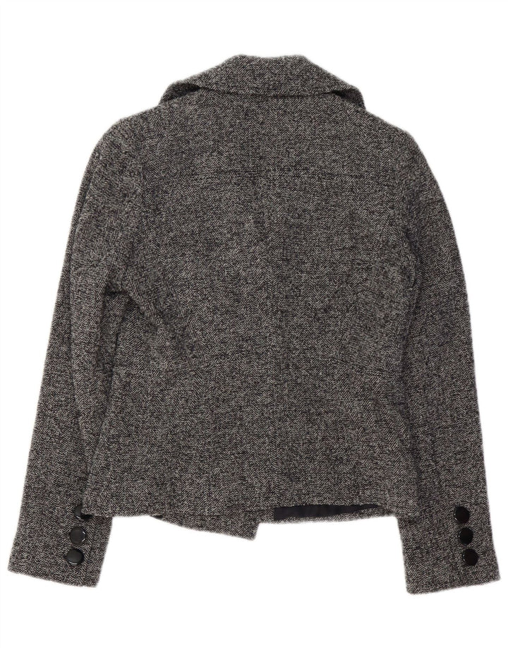 JAEGER Chaqueta cruzada para mujer UK 8 Small Grey Herringbone