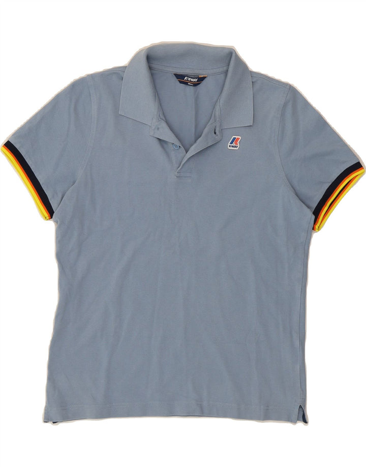 K-WAY Boys Polo Shirt 13-14 Years Small Blue Vintage K-Way and Second-Hand K-Way from Messina Hembry 