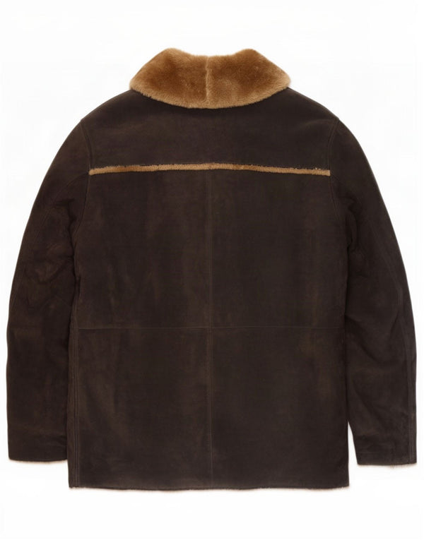Chaqueta de piel de oveja vintage para hombre UK 40 Cuero negro grande