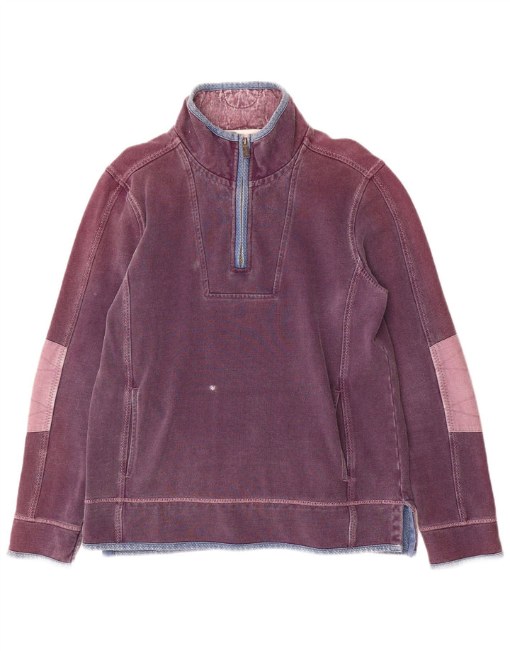 Sudadera con capucha y cuello con cremallera para hombre Fat Face Jersey de algodón morado medio