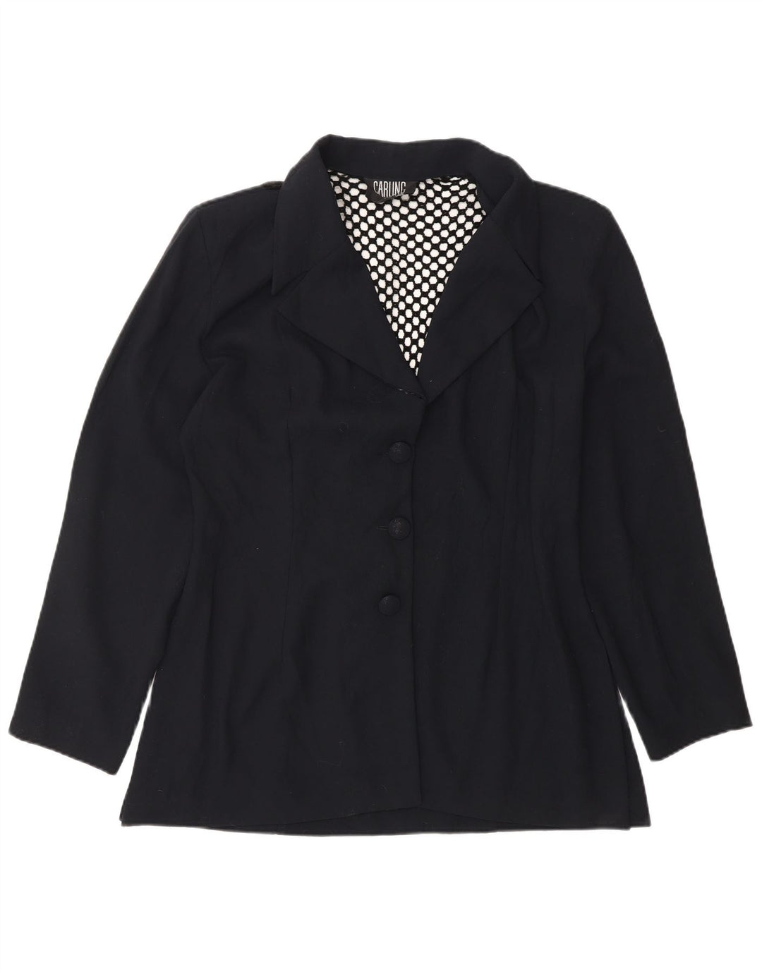 VINTAGE Chaqueta Blazer de 3 Botones para Mujer Reino Unido 14 Azul Marino Medio