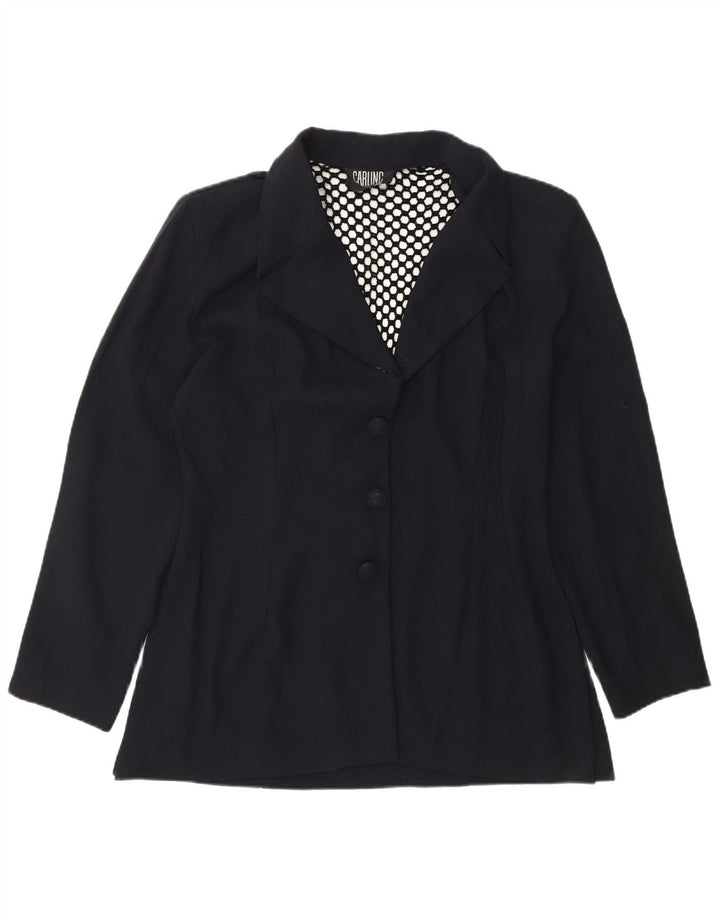 VINTAGE Chaqueta Blazer de 3 Botones para Mujer Reino Unido 14 Azul Marino Medio