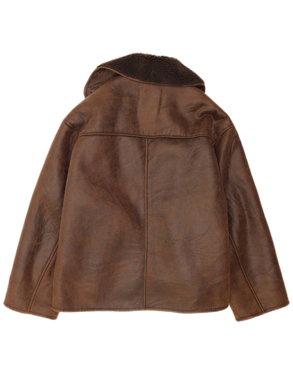 Zara Mujer Chaqueta Sherpa Extragrande UK 2 2XS Marrón Poliéster