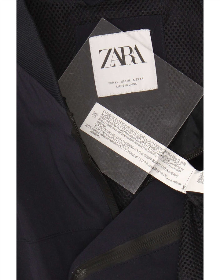 Zara Hombre Cazadora Bomber IT 44 XL Nylon Azul Marino