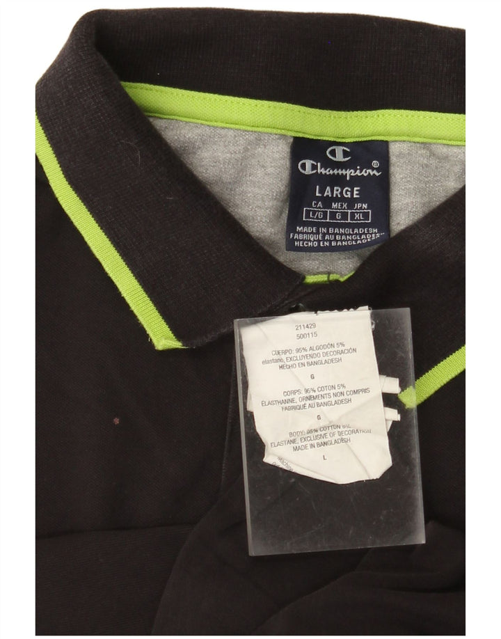 CHAMPION Polo para hombre grande de algodón negro