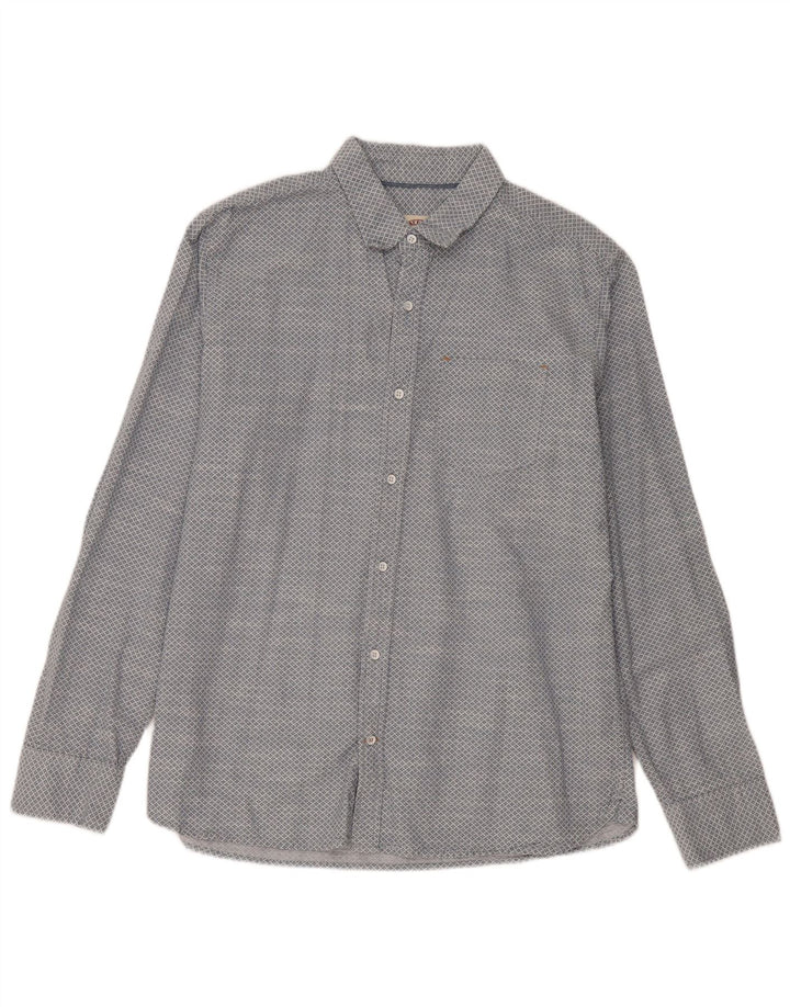 Camisa de hombre Fat Face de algodón geométrico azul grande
