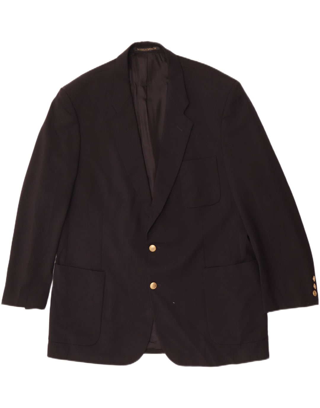 Marks & Spencer Chaqueta tipo blazer con 2 botones para hombre UK 46 XL Poliéster negro