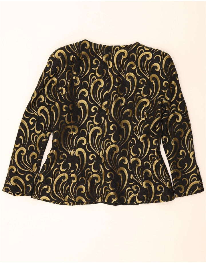 FERO COUTURE Womens 4 Button Blazer Jacket IT 48 XL Black Paisley Vintage Fero Couture and Second-Hand Fero Couture from Messina Hembry 