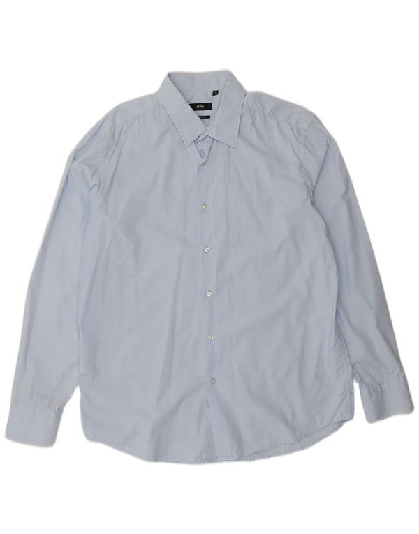 Hugo Boss Camisa de corte regular para hombre Talla 44 17 1/2 XL Algodón azul