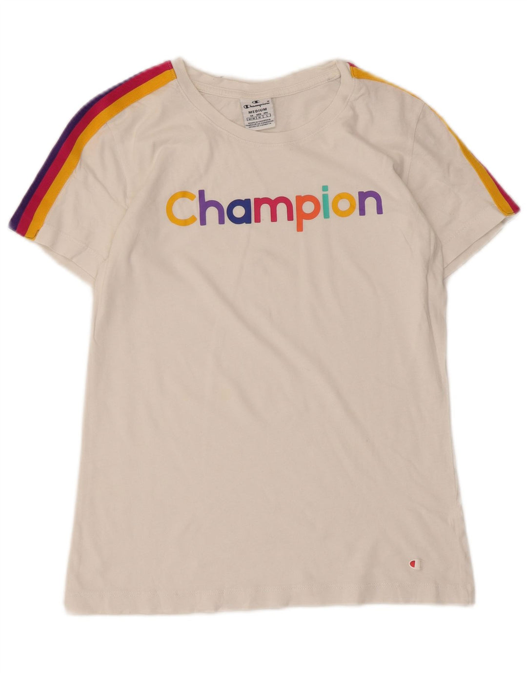 Champion Camiseta Gráfica para Mujer Top UK 40 Mediano Rayas Blancas