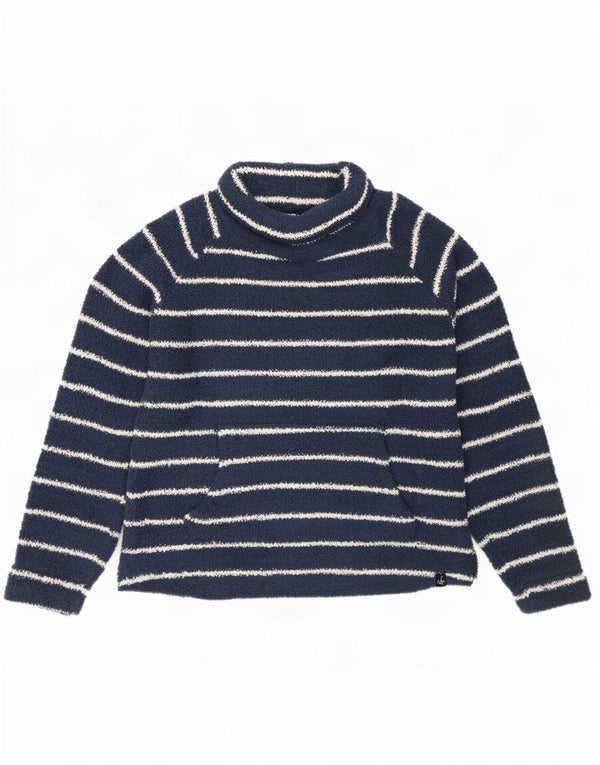Weird Fish - Jersey con cuello vuelto para mujer, talla 40, talla grande, color azul marino a rayas