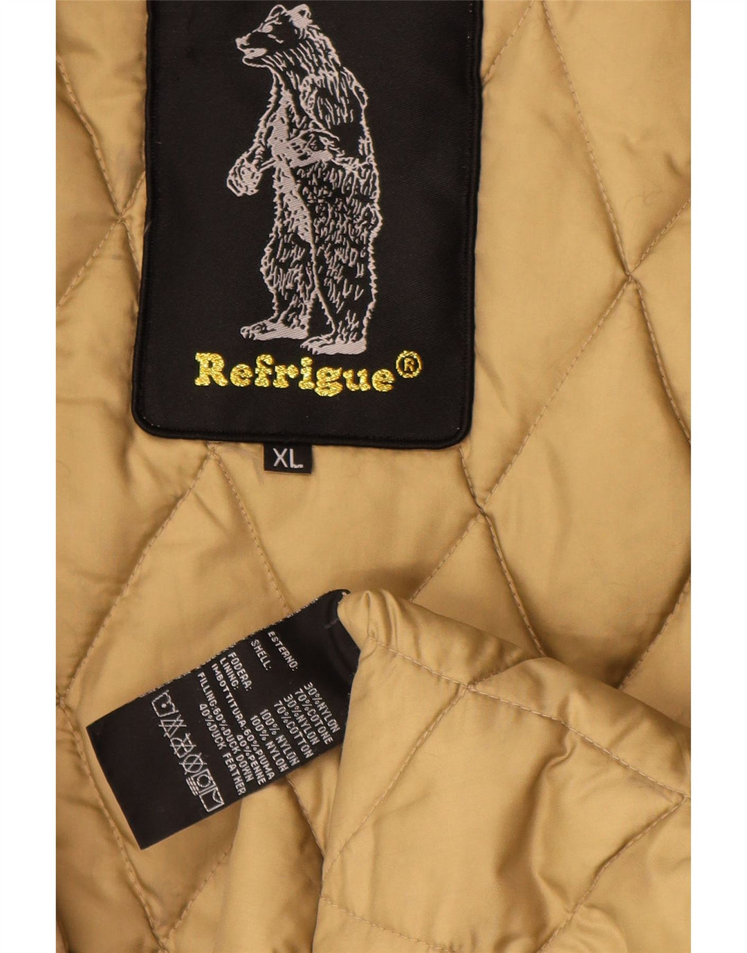 Refrigue Chaqueta acolchada para hombre UK 42 XL Beige Nylon