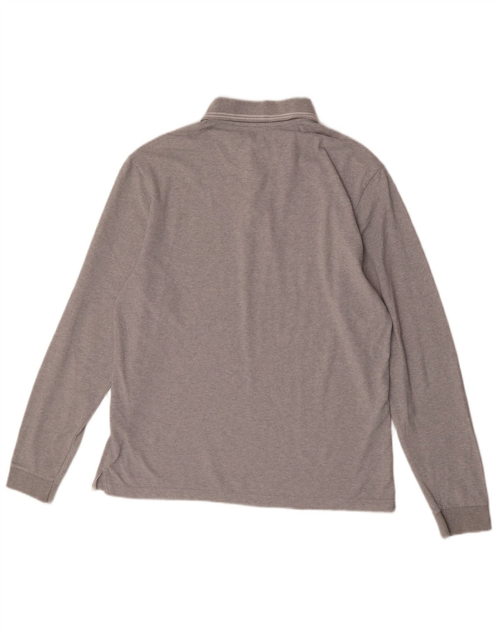Champion Polo de manga larga para hombre de algodón gris grande