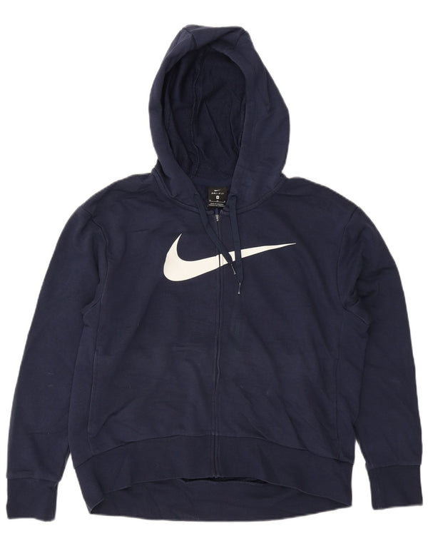 Nike Dri Fit Graphic Zip Sudadera con capucha para mujer UK 14 Medium Azul marino