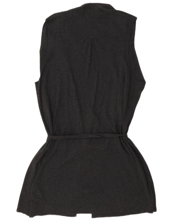 Marks & Spencer Suéter tipo cárdigan largo sin mangas para mujer UK 20 2XL Gris