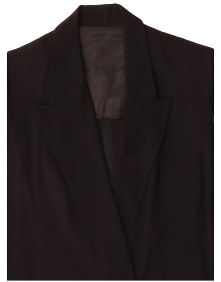 Vintage mujer manga corta 1 botón Blazer chaqueta IT 48 XL acetato negro