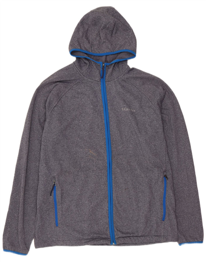 COLUMBIA Suéter con capucha y cremallera para hombre XL Poliéster moteado azul marino