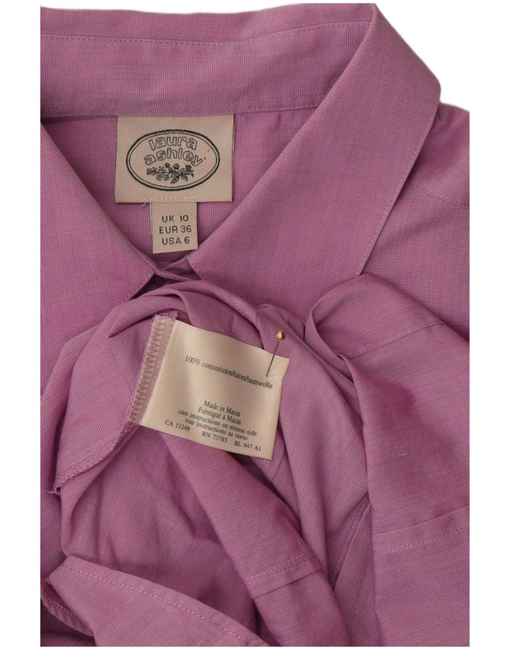 LAURA ASHLEY Camisa Mujer UK 10 Small Algodón Púrpura