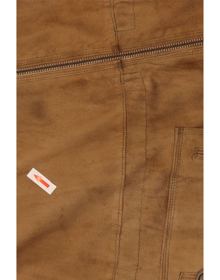 Vintage mujer ante abrigo Reino Unido 8 pequeño beige
