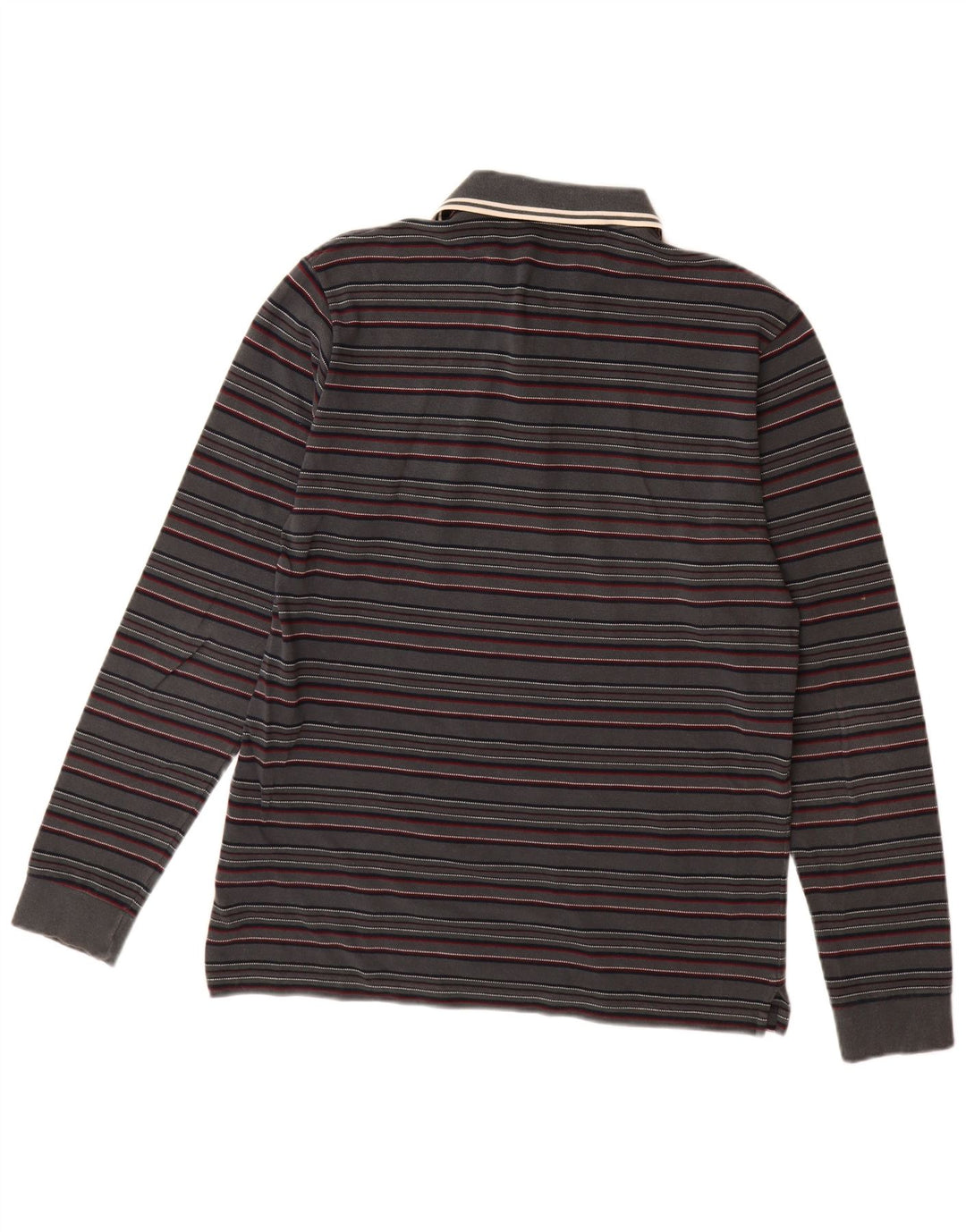 FRED PERRY Polo de manga larga para hombre de algodón a rayas gris medio