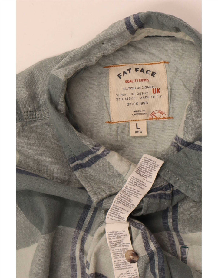 Camisa de franela para hombre de Fat Face de algodón a cuadros grises grandes