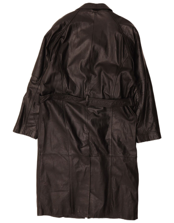 Vintage hombres cuero abrigo Reino Unido 42 XL cuero negro