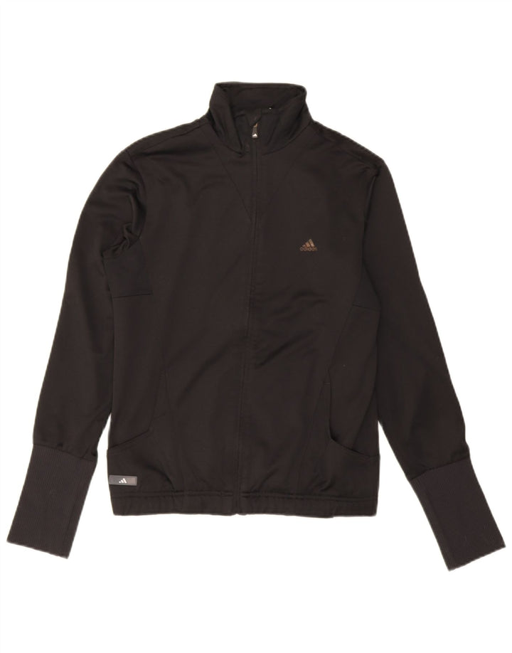 Adidas Mujer Chándal Top Chaqueta UK 12 Mediano Negro Poliéster
