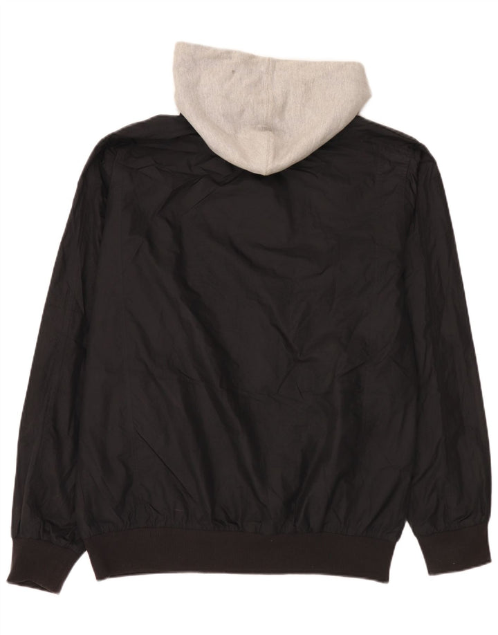 Adidas Chaqueta bomber con capucha para hombre Reino Unido 40 Grande Negro Colorblock Poliéster