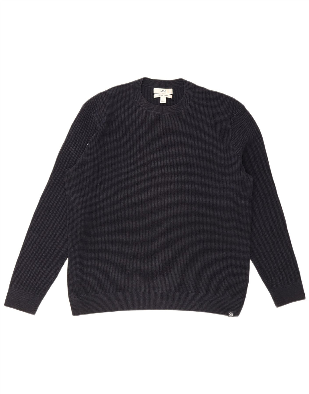 MARKS & SPENCER Jersey de cuello redondo para hombre, talla grande, algodón azul marino