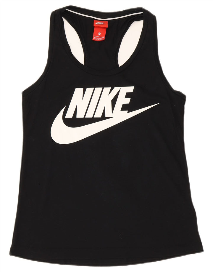 Nike Mujer Gráfico Chaleco Top UK 10 Pequeño Poliéster Negro
