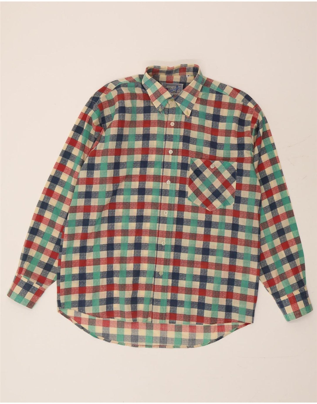 Camisa vintage para hombre con cuadros multicolores medianos